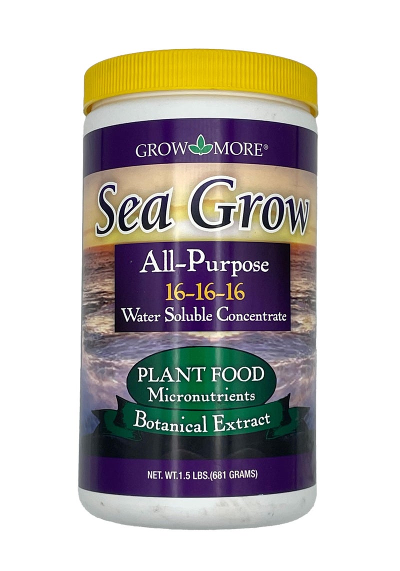 Grow More Sea Grow Kelp Fertilizer - 1.5lbs of 16-16-16 Water-Soluble, All-Purpose Plant Food - Nutrient-Rich, Seaweed Fertilizer - Outdoor & Indoor Plant Food - Image 1