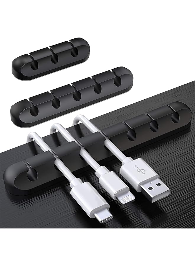 3Pcs Cable Holder Clips - Desktop Cable Organizer For Management Of Power Cord And Charging Cables - Black