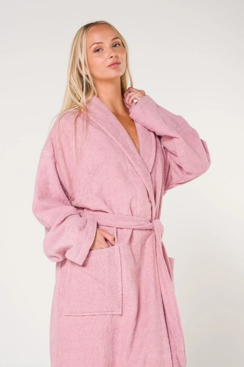 Cotenconcept King Size Plain and Cotton Shawl Collar Women's Bathrobe