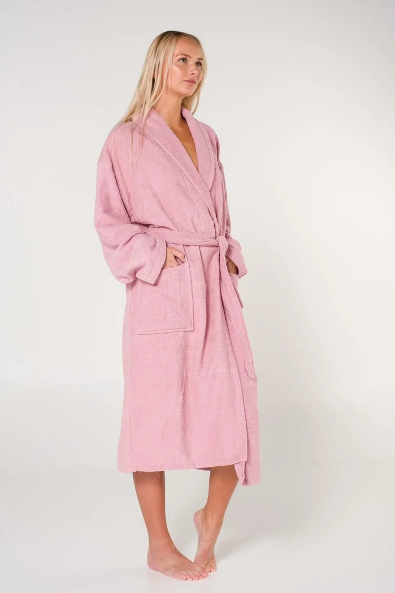 Cotenconcept King Size Plain and Cotton Shawl Collar Women's Bathrobe