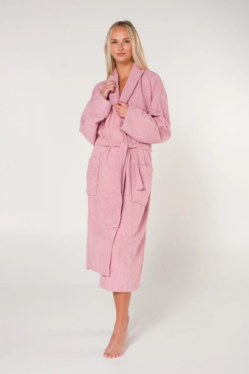 Cotenconcept King Size Plain and Cotton Shawl Collar Women's Bathrobe