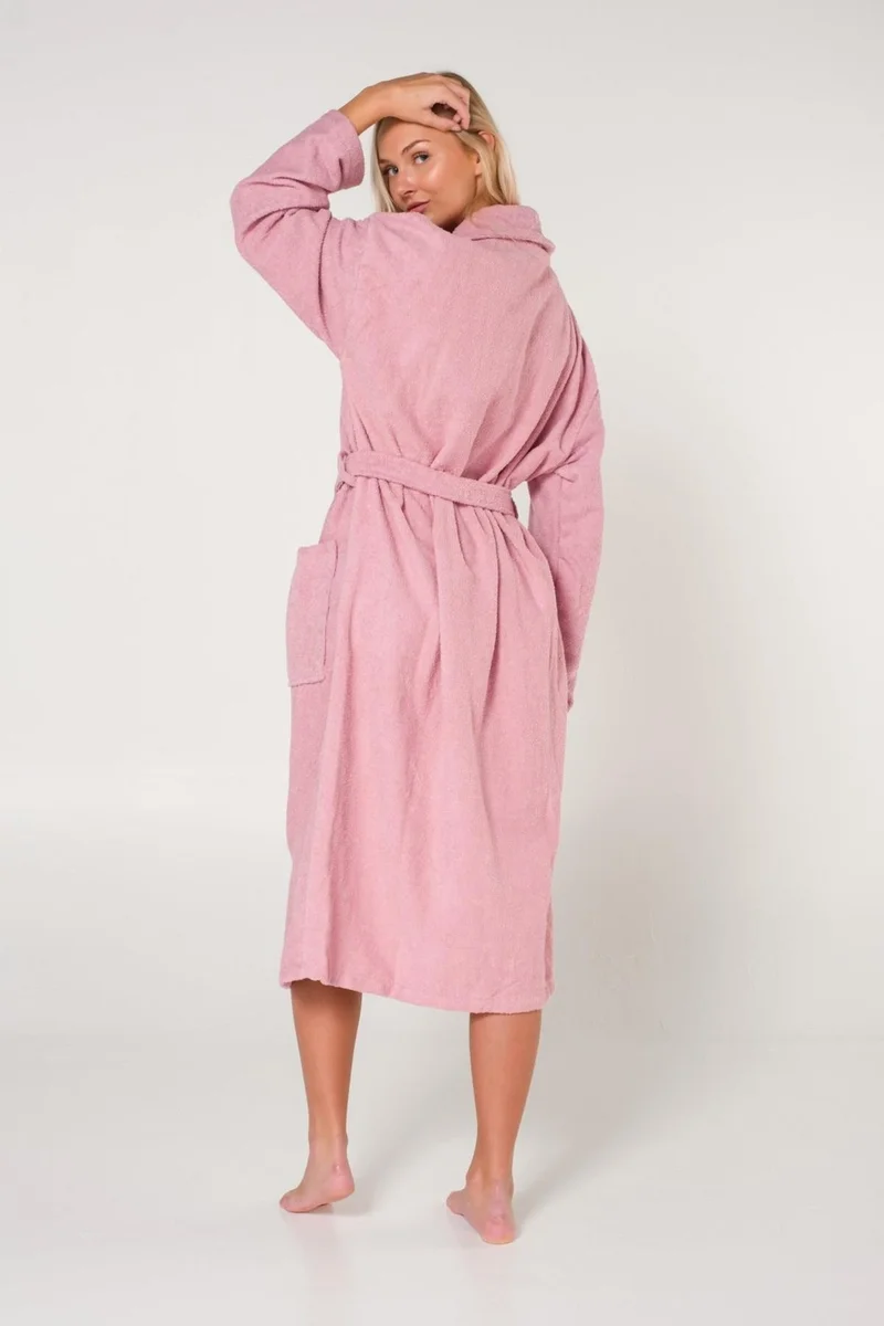 Cotenconcept King Size Plain and Cotton Shawl Collar Women's Bathrobe