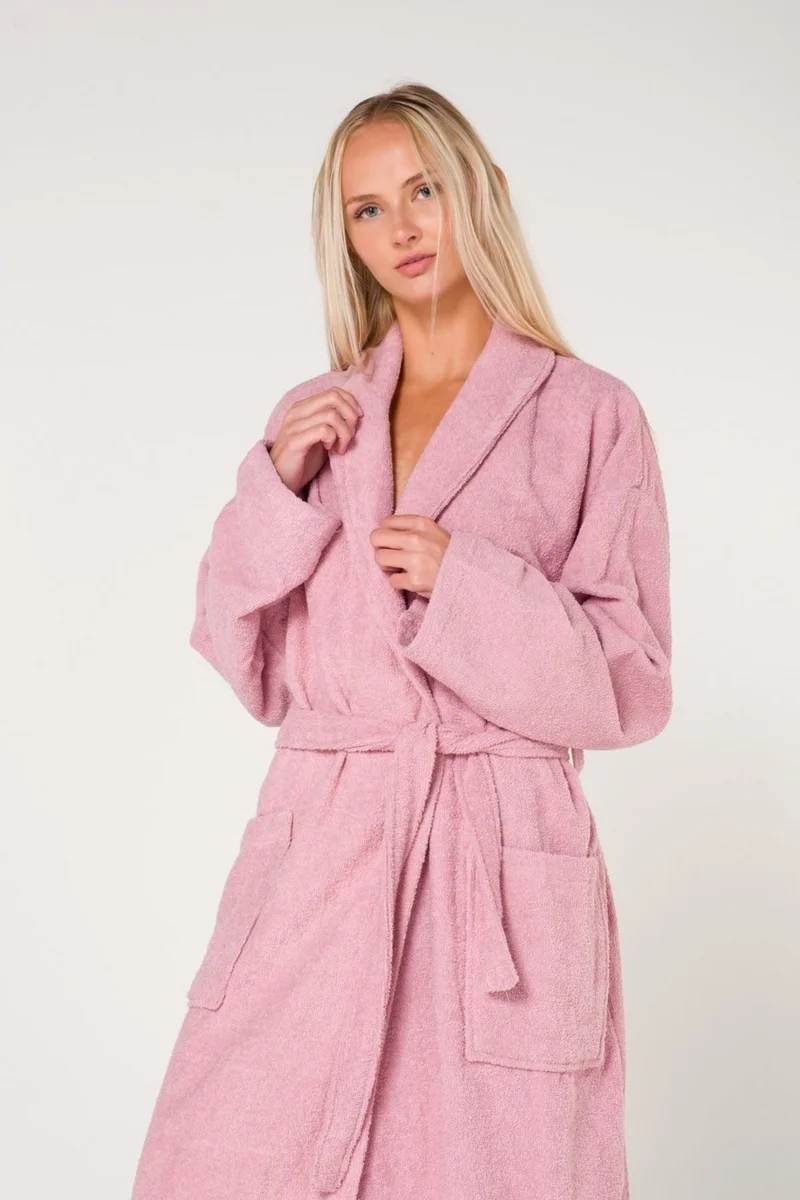 Cotenconcept King Size Plain and Cotton Shawl Collar Women's Bathrobe