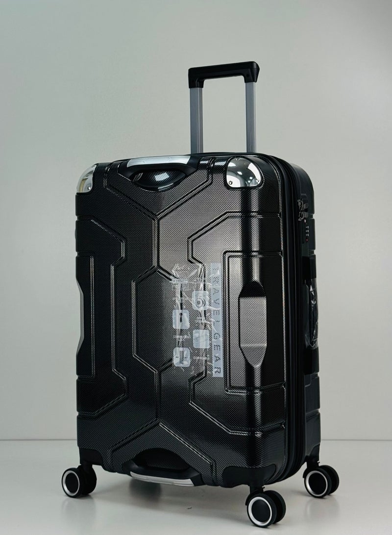 SAW & SEE Premium PC Unbreakable Hard Shell Luggage Set with Strong Double Handle – 3-Piece Suitcase Set, Lightweight with Expandable upto 20 Percent Extra storage Trolley Bags with 4 double Spinner Wheels, TSA Approved Lock and Durable Travel Suitcases – 20" / 24" / 28" – Black - Image 3