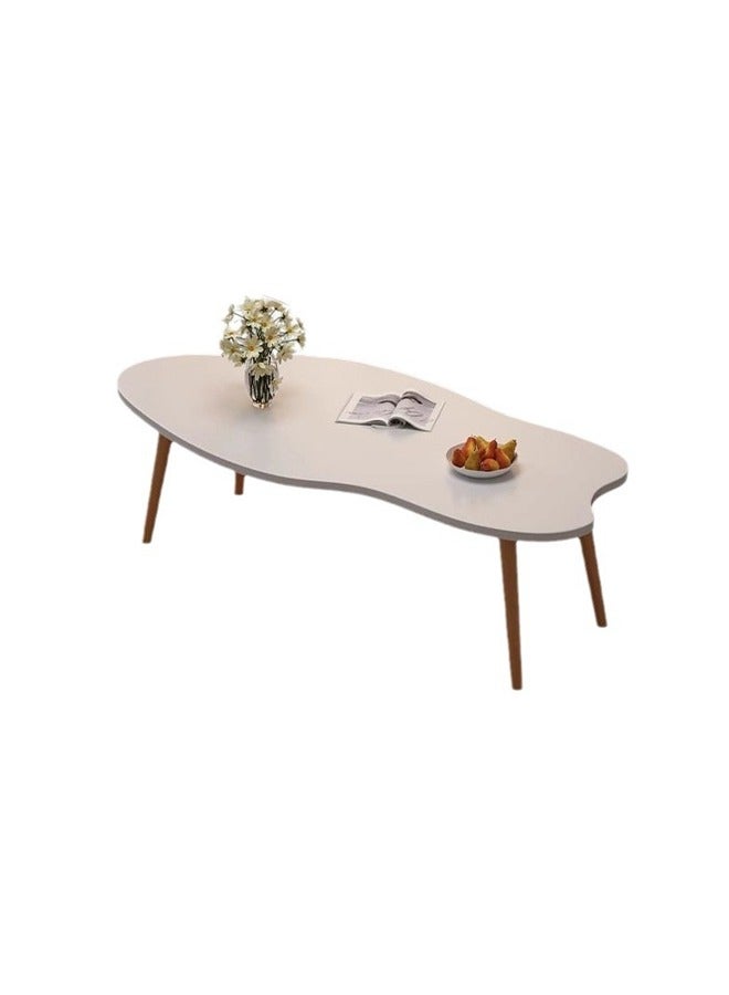 ATM Stylish Cloud-Shaped Coffee Table with Wooden Legs - 100x50x42 cm - Warm White - Image 1