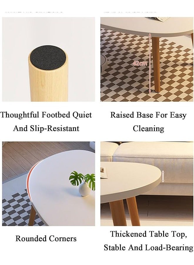 ATM Stylish Cloud-Shaped Coffee Table with Wooden Legs - 100x50x42 cm - Warm White - Image 3