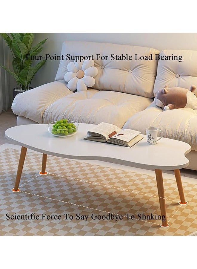 ATM Stylish Cloud-Shaped Coffee Table with Wooden Legs - 100x50x42 cm - Warm White - Image 4