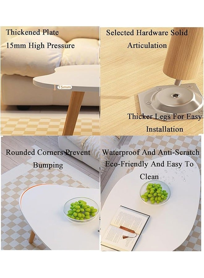 ATM Stylish Cloud-Shaped Coffee Table with Wooden Legs - 100x50x42 cm - Warm White - Image 5