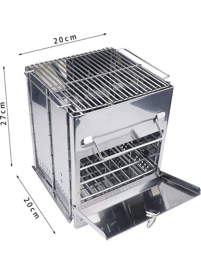 إسكدنيا موقد محمول وقابل للطي مصنوع من الاستانلس ستيل يعمل بحرق الخشب مناسب للأماكن الخارجية والتخييم 27 x 20 x 20سم - Image 3