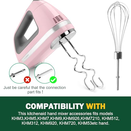 CHAR YONG Hand Mixer Beaters Blender For KitchenAid & Mixer Dough Hooks For KitchenAid Hand Mixers Whisk Attachment KHMPW Stainless Steel Egg Beater/Whisk Attachment for Kitchen Hand Mixer Accessories,3PCS - Image 5