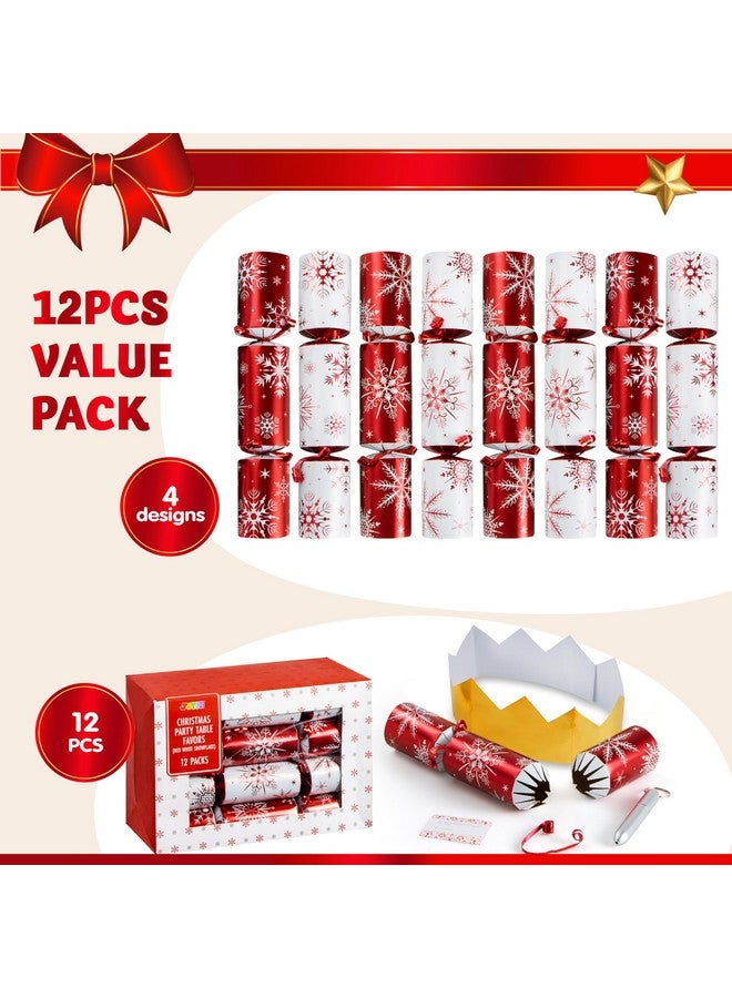 JOYIN 12 Pack Christmas Party Favor Non-Snap Red & White Snowflake Design Party Table Favors with Holiday Party Favor Supplies for Kids and Adults, Christmas Parties, Dinners and Holidays - Image 2