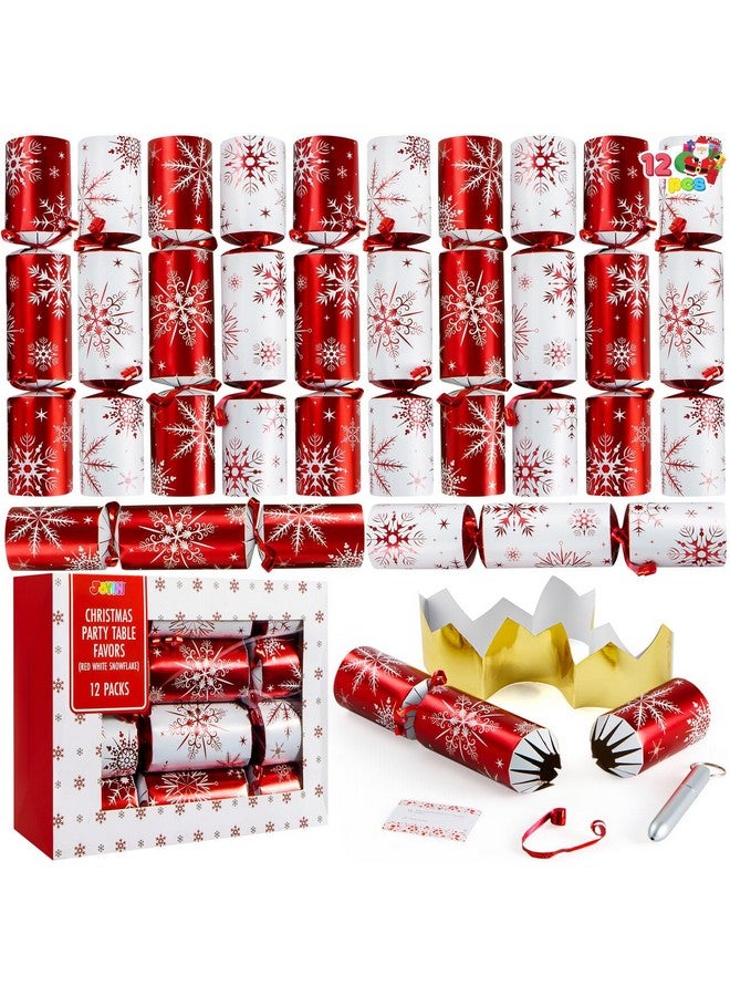 JOYIN 12 Pack Christmas Party Favor Non-Snap Red & White Snowflake Design Party Table Favors with Holiday Party Favor Supplies for Kids and Adults, Christmas Parties, Dinners and Holidays - Image 1