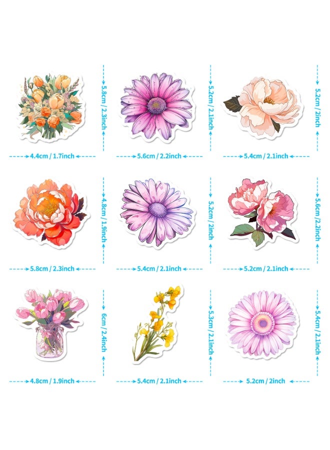 NIBEMINENT 50 Pcs Flowers Deco Kit Waterproof Stickers, High Definition Printing Bright Colors, Suitable for Laptop Skateboard Luggage Water Bottle Guitar DIY - Image 2