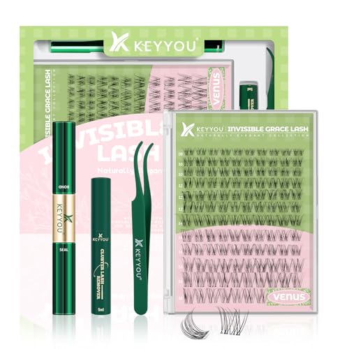 KEYYOU Venus Lash Clusters Kit Fairy Lash Extension Kit C Curl 120Pcs Eyelash Extension Wispy Natural Invisible Band with Waterproof DIY at HomeVenusC816MIX - Image 1