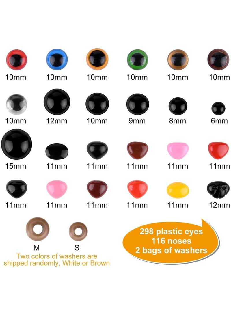 KASTWAVE Safety Eyes with Backings, 1028 Pcs Plastic Safety Eyes and Noses Kit with Washers for Doll Plush Animal Craft Making, for Soft Toy Making DIY Crafts Assorted Sizes - Image 4