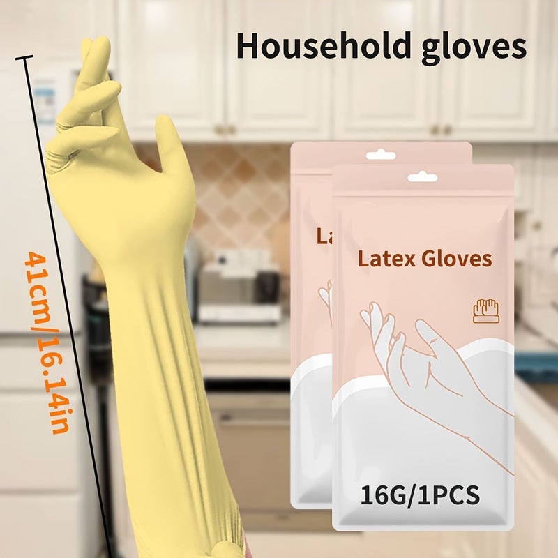 16.14 Inch Thick Emulsion Cleaning Gloves For Household Dishwashing Toilet And Laundry Work 30 Pcs Pink Universal Hand Keeping Dry - Image 1