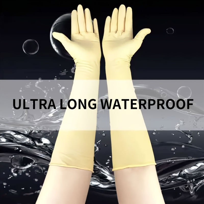 16.14 Inch Thick Emulsion Cleaning Gloves For Household Dishwashing Toilet And Laundry Work 30 Pcs Pink Universal Hand Keeping Dry - Image 2
