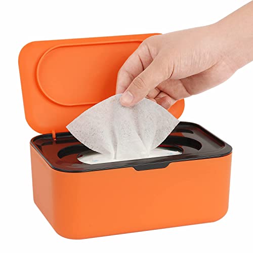 Seposeve Wipes Dispenser Wipe Holder for Baby Adult Seposeve Refillable Wipe Container Keeps Wipes Fresh OneHanded Operation NonSlip Easy OpenClose Wipes Pouch Case Orange - Image 1
