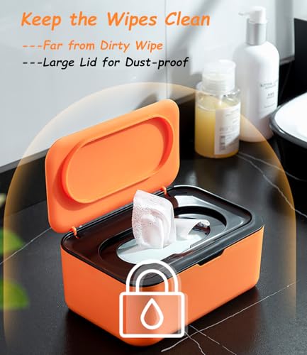 Seposeve Wipes Dispenser Wipe Holder for Baby Adult Seposeve Refillable Wipe Container Keeps Wipes Fresh OneHanded Operation NonSlip Easy OpenClose Wipes Pouch Case Orange - Image 3