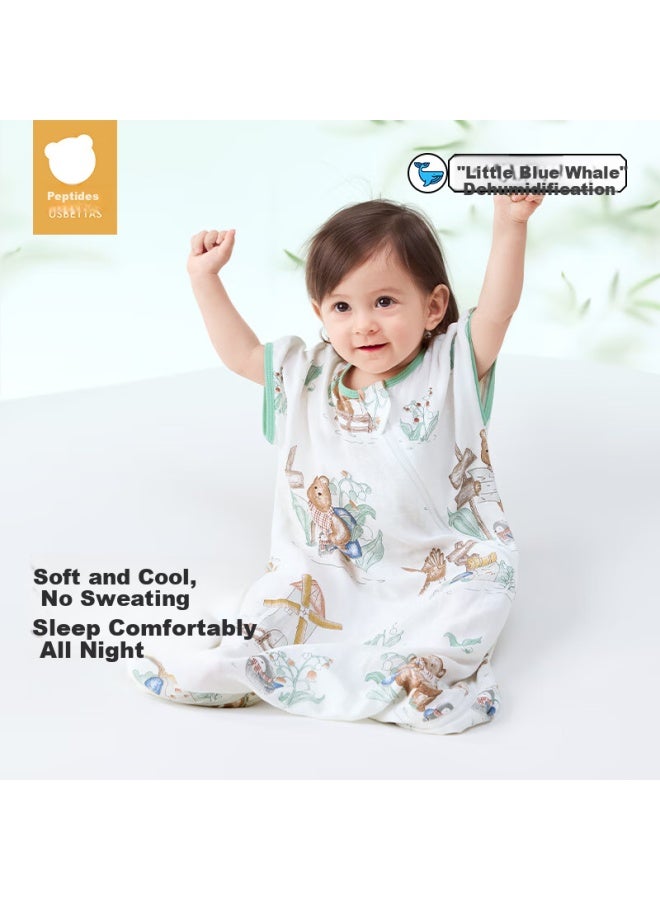 Beptides Beipeisi Children's Sleeping Bag Spring And Autumn Bamboo Cotton Gauze Baby Pajamas Integrated Baby Anti-kick Sleeping Bag Front 4 Back 2 Linglu L - Image 2