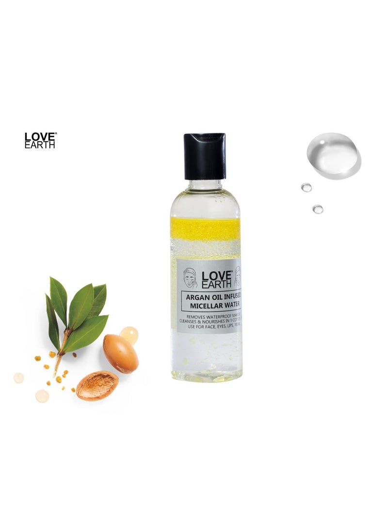Love Earth Argan Oil-Infused Micellar Water Makeup & Pollutant Remover With Argan Oil & Micellar Water For All Skin Types 100ml - Image 2