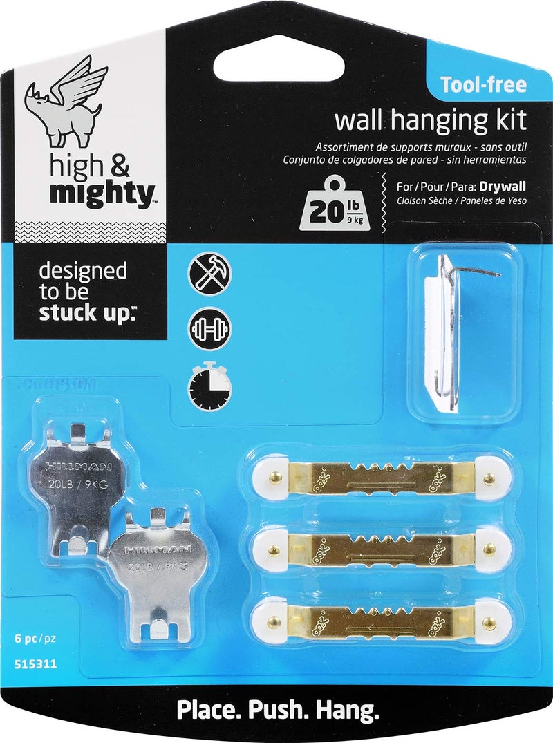 HIGH & MIGHTY 515311 Picture Hanger Value Pack, Easy Tool-Free Dry Wall Art Hangers for Artwork, Photos, and Mirrors, Holds up to 20lbs, 6 Pack, Steel,Silver - Image 4