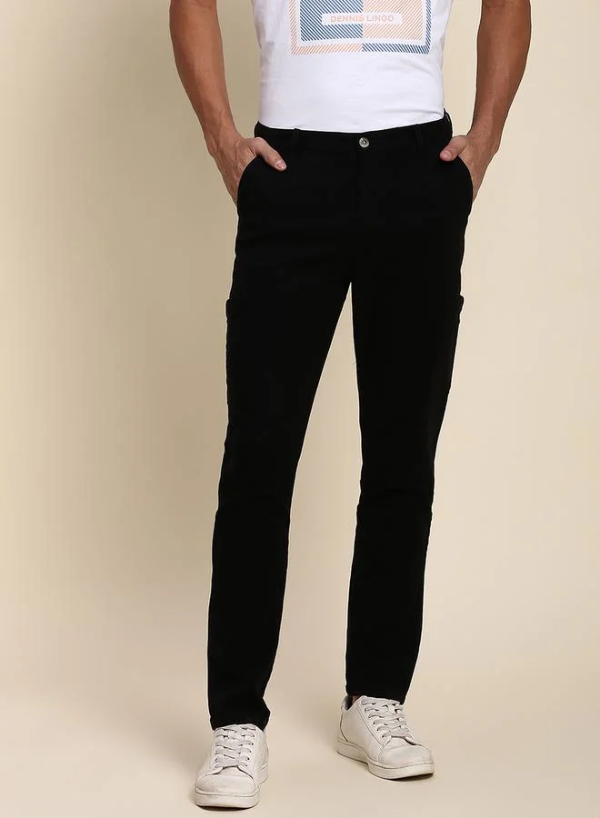Dennis Lingo Solid Mid Rise Slim Fit Cargo Trousers by Styli