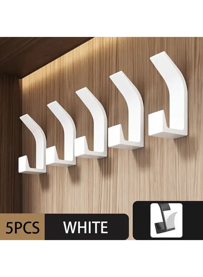 5 Pack White High Low Hooks ABS Material Easy Install Kitchen Bathroom Decor - Image 1