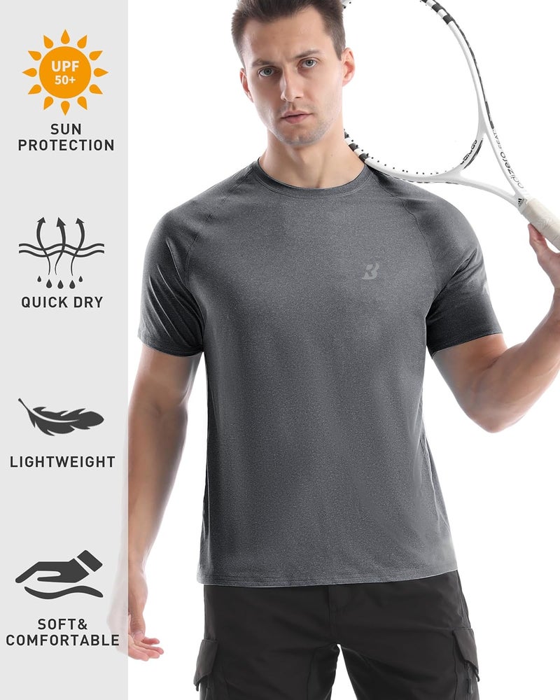 Roadbox Men's Rash Guard Short Sleeve, UPF 50+ UV Sun Protection SPF Shirts, Quick Dry Lightweight Fishing Swim T-Shirt - Image 3