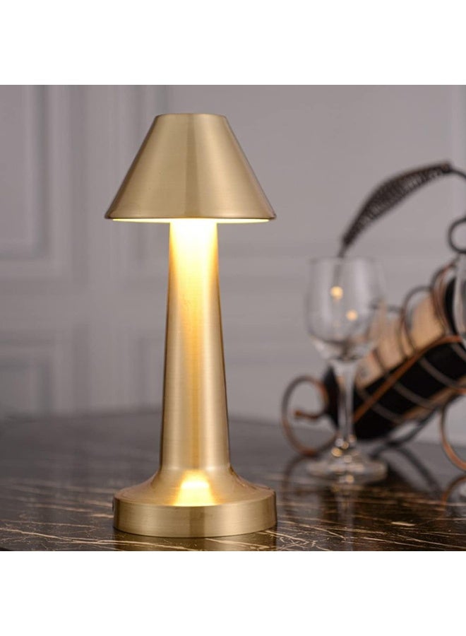 Cordless Table Lamp, Rechargeable Touch Control LED Desk Lamp with 3 Level Warm Brightness Dimming, Metal Eye-Protection Bedside Lamp Reading Light for Bedroom, Restaurant, Indoor Outdoor Gold - Image 1