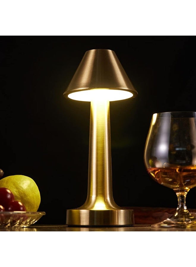 Cordless Table Lamp, Rechargeable Touch Control LED Desk Lamp with 3 Level Warm Brightness Dimming, Metal Eye-Protection Bedside Lamp Reading Light for Bedroom, Restaurant, Indoor Outdoor Gold - Image 2