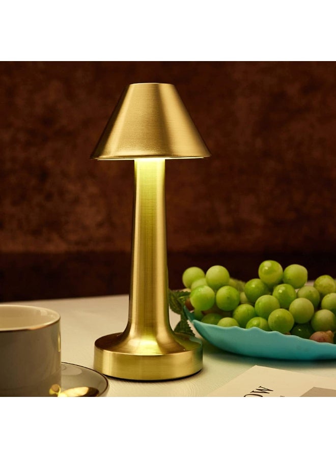 Cordless Table Lamp, Rechargeable Touch Control LED Desk Lamp with 3 Level Warm Brightness Dimming, Metal Eye-Protection Bedside Lamp Reading Light for Bedroom, Restaurant, Indoor Outdoor Gold - Image 3