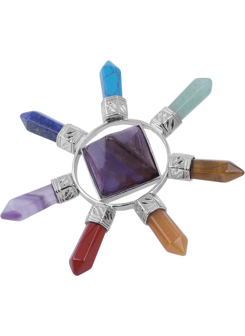SUNYIK SUNYIK 7 Chakra Crystal Energy Generator,Healing Reiki Point Pyramid,Amethyst,Seven Direction 