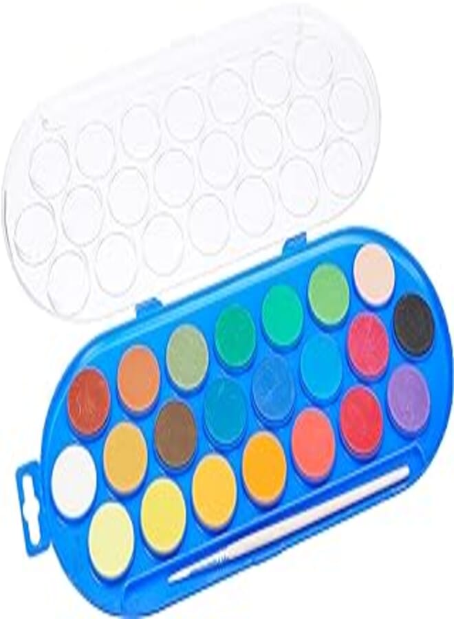 Morocolor PRIMO, Children's watercolors in tablet, 22 colors watercolors palette, Ø 30mm high pigmentation watercolor pads, bright and shiny colors, Made in Italy