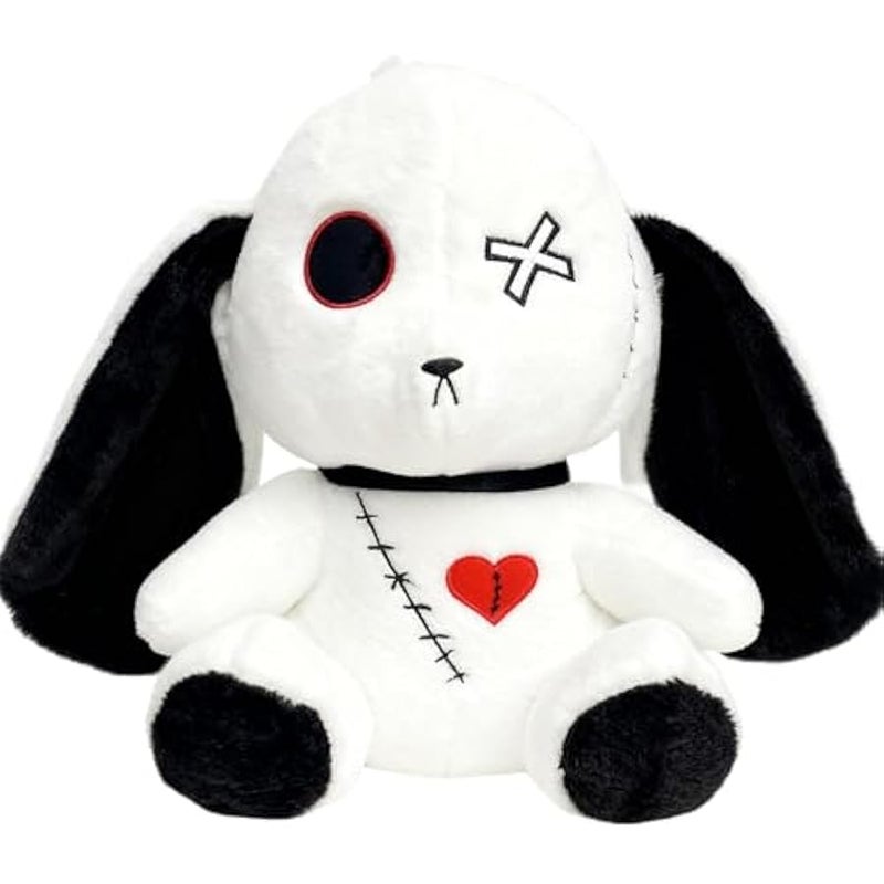 Plush Backpack Stuffed Animal for Teens Gothic Bunny Rabbit Bag with Cross Eyes Heart Patch Fits Daily Essentials - Image 1