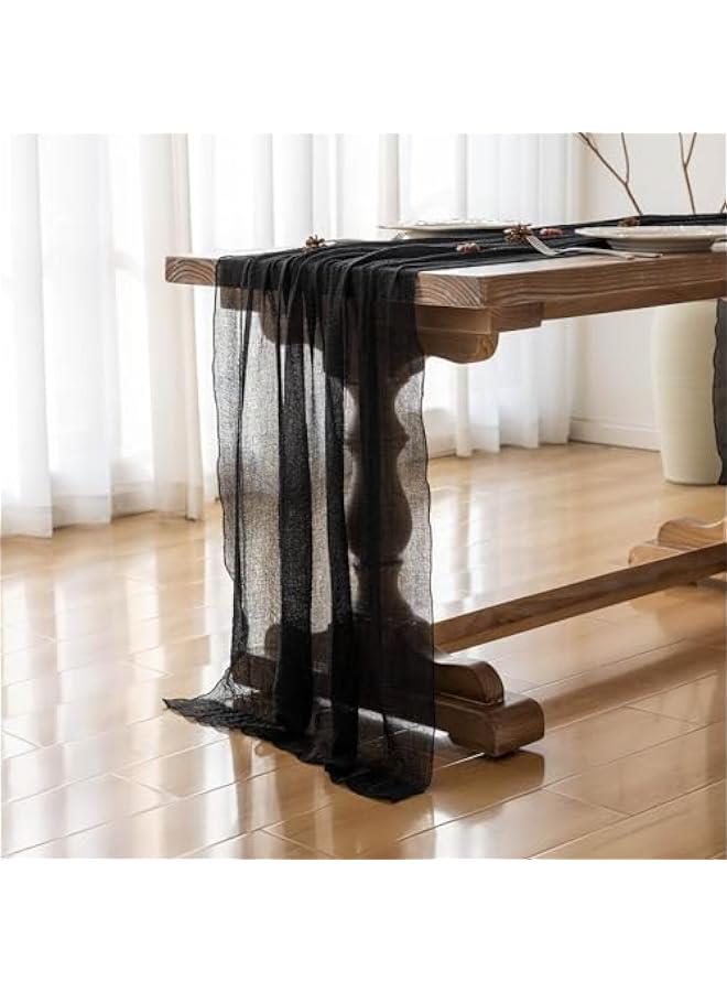 Keketo Black Table Runner Cheesecloth Gauze Rustic Premium Cotton Cheese Cloth Table Runner 120 Inch 10 FT for Wedding Bridal Baby Shower Long Sheer Boho Home Decorations - Image 3