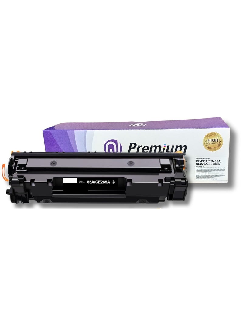 Premium 85A Toner (CE285A) Compatible - Replacement for HP 85A, for HP LaserJet P1102 / P1102w / HP 1102 / P1006 / P1109w / M1212nf / M1217nfw, and Canon LBP6000 / LBP6030W / MF3010 - Black - Image 1