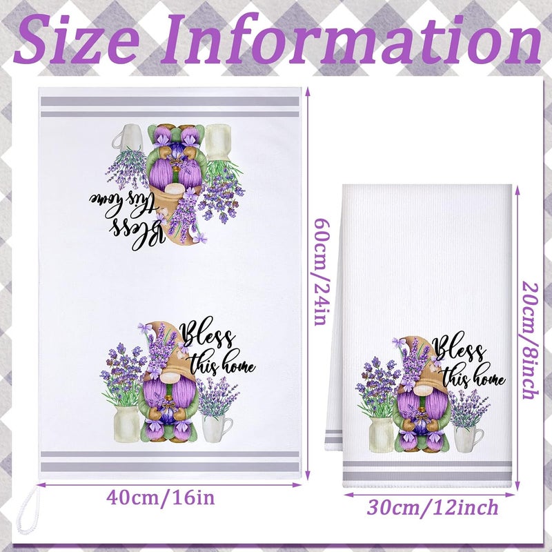 Boyiee Set of 6 Lavender Kitchen Towels Purple Floral Dishtowels Rustic Absorbent Purple Tea Hand Towels 24 x 16 Inches Lavender Lover Gifts for Farmhouse Kitchen Bathroom Accessories Decorations - Image 3