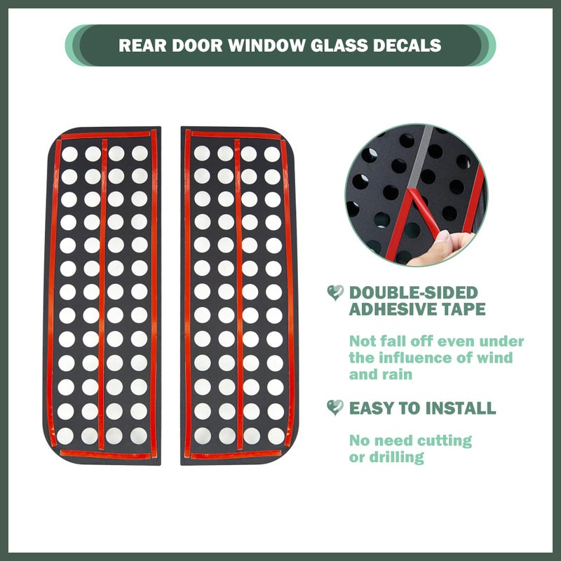 Phamyor Rear Door Window Glass Decals Aluminum Alloy Glass Panel Cover Trim Fit for 2018-2023 Jeep Wrangler JL JLU Sport Rubicon Sahara Unlimited 4xe & Gladiator JT 4-Door, 2PCS, Black - Image 3