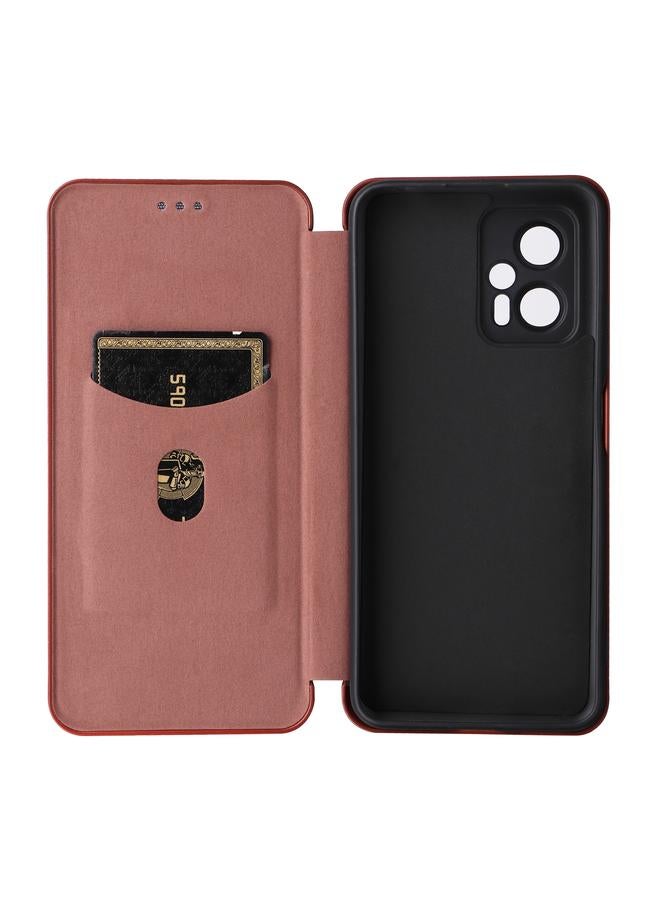 اس-توب جراب لهاتف Redmi Note 11T Pro / Note 11T Pro+ 5G / Poco X4 GT 5G جراب هاتف من الجلد بنسيج ألياف الكربون - Image 4