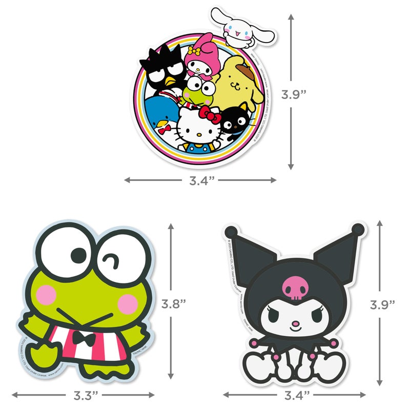 Hallmark Hello Kitty Pack of 3 Stickers for Water Bottles  Planners  Notebooks  Wall (Hello Kitty and Friends  Keroppi  and Kuromi Decals for Kids  Teens  Adults) - Image 3