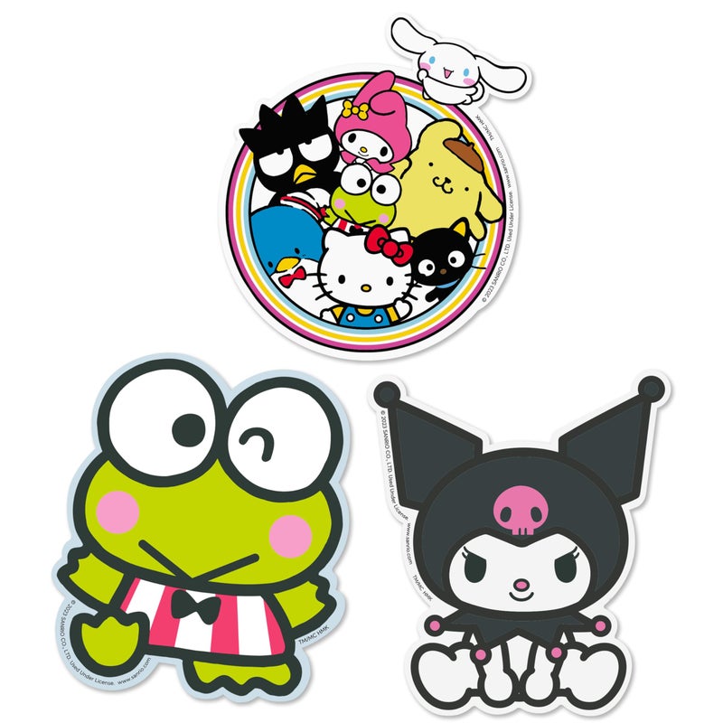 Hallmark Hello Kitty Pack of 3 Stickers for Water Bottles  Planners  Notebooks  Wall (Hello Kitty and Friends  Keroppi  and Kuromi Decals for Kids  Teens  Adults) - Image 1