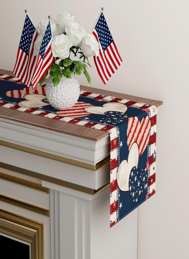 ZAEW 4th of July Table Runner Stripe Stars Heart Memorial Day Independence Day Patriotic America Table Decoration Home Kitchen Dining Indoor Holiday Farmhouse Decor 13x60 Inch - Image 3
