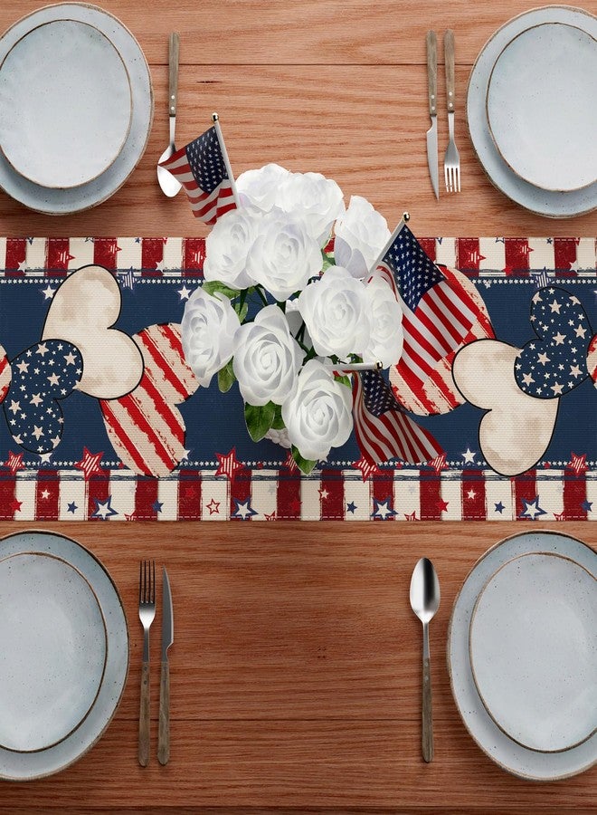 ZAEW 4th of July Table Runner Stripe Stars Heart Memorial Day Independence Day Patriotic America Table Decoration Home Kitchen Dining Indoor Holiday Farmhouse Decor 13x60 Inch - Image 4