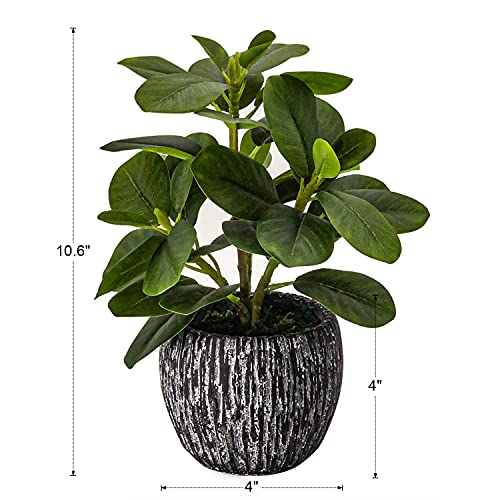 SHOHAYTO Artificial Potted Plant, Real Touch Artificial Oak Leaves Waterproof Fake Plants Indoor Outdoor, Eco Friendly Modern Concrete Greenery Plant Pots for Office Home Kitchen Shelf Farmhouse Decor - Image 3