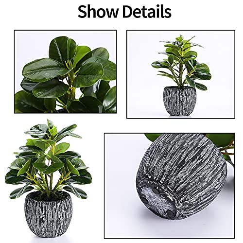 SHOHAYTO Artificial Potted Plant, Real Touch Artificial Oak Leaves Waterproof Fake Plants Indoor Outdoor, Eco Friendly Modern Concrete Greenery Plant Pots for Office Home Kitchen Shelf Farmhouse Decor - Image 2