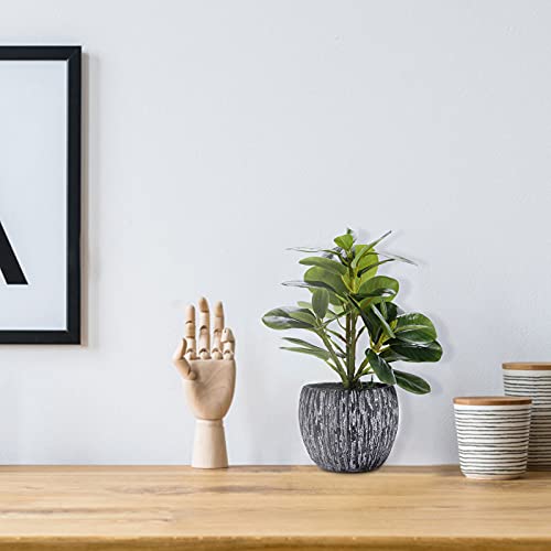 SHOHAYTO Artificial Potted Plant, Real Touch Artificial Oak Leaves Waterproof Fake Plants Indoor Outdoor, Eco Friendly Modern Concrete Greenery Plant Pots for Office Home Kitchen Shelf Farmhouse Decor - Image 4