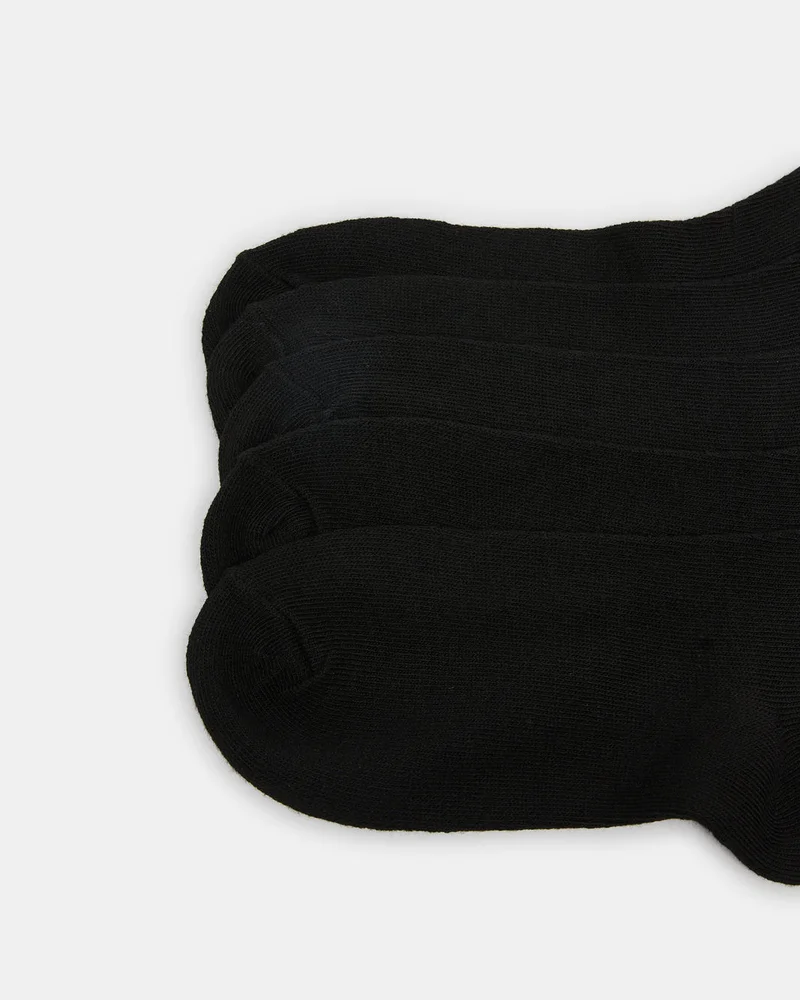 Redtag Senior Boys Black Crew Length Socks (Pack of 5)