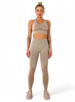 Plan A Women Workout Set High Waist Bra and Leggings Set Backless Sports Jumpsuit 2 Piece Workout Rompers Yoga Running Gym Suit  - Image 1