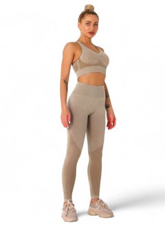 Plan A Women Workout Set High Waist Bra and Leggings Set Backless Sports Jumpsuit 2 Piece Workout Rompers Yoga Running Gym Suit  - Image 2